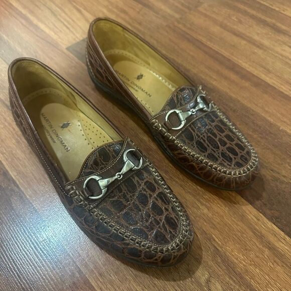 Brown Crocodile Martin Dingman Pattern Loafers size 11.5 - Picture 3 of 8